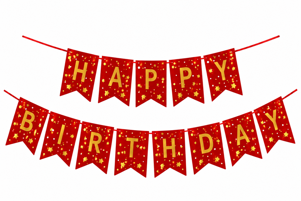 Multicolor Happy Birthday with stars garland