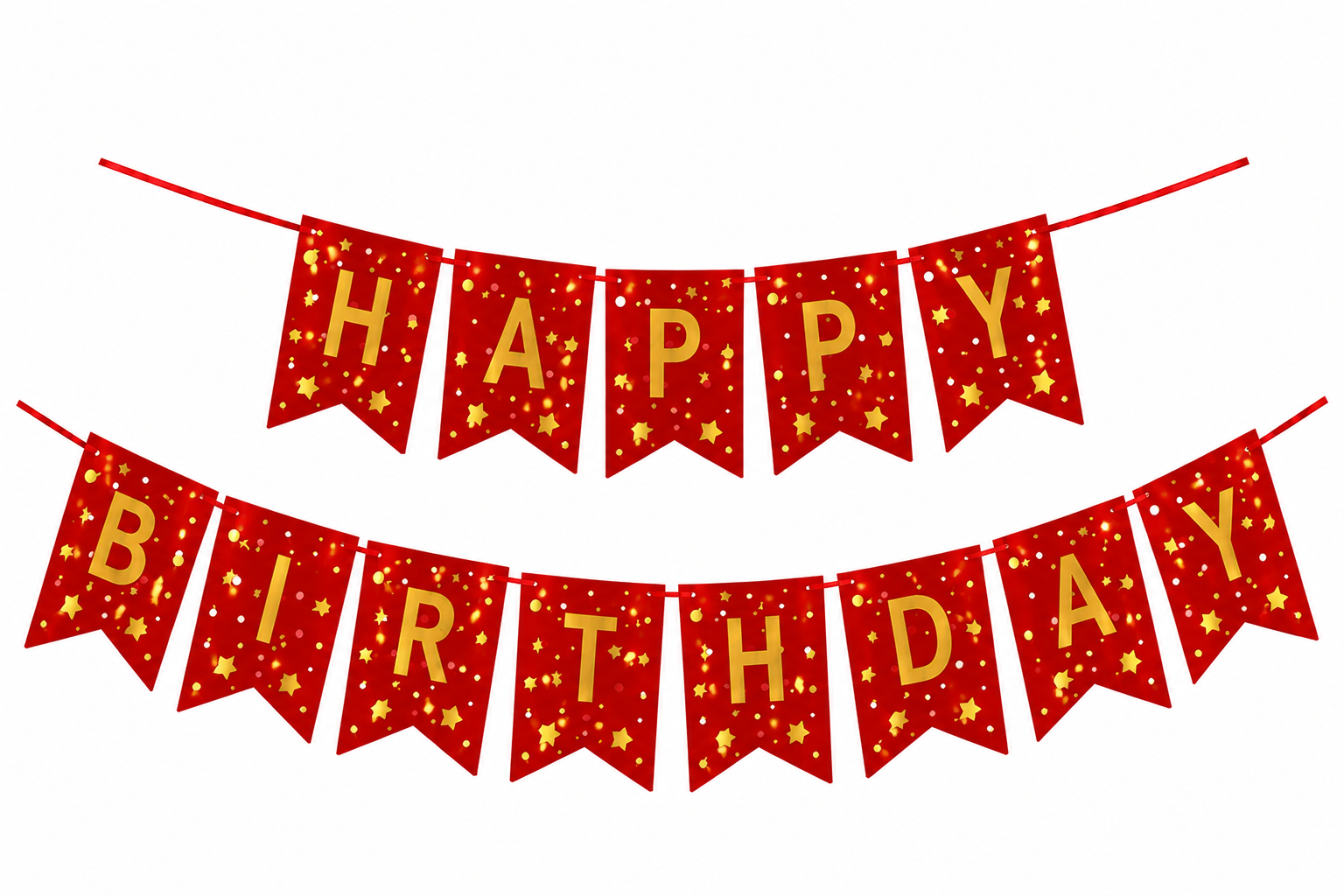 Multicolor Happy Birthday with stars garland