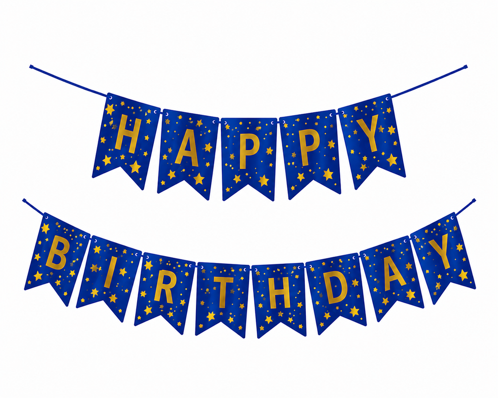 Multicolor Happy Birthday with stars garland