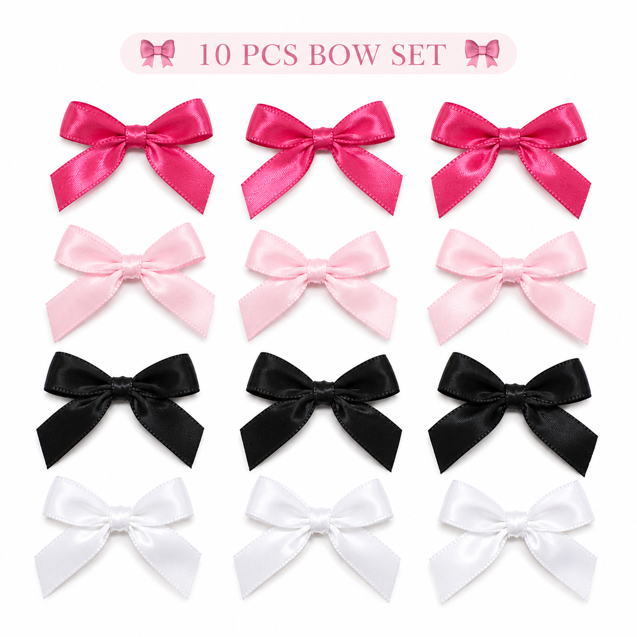 Satin Ribbon Bows – 10 Pieces
