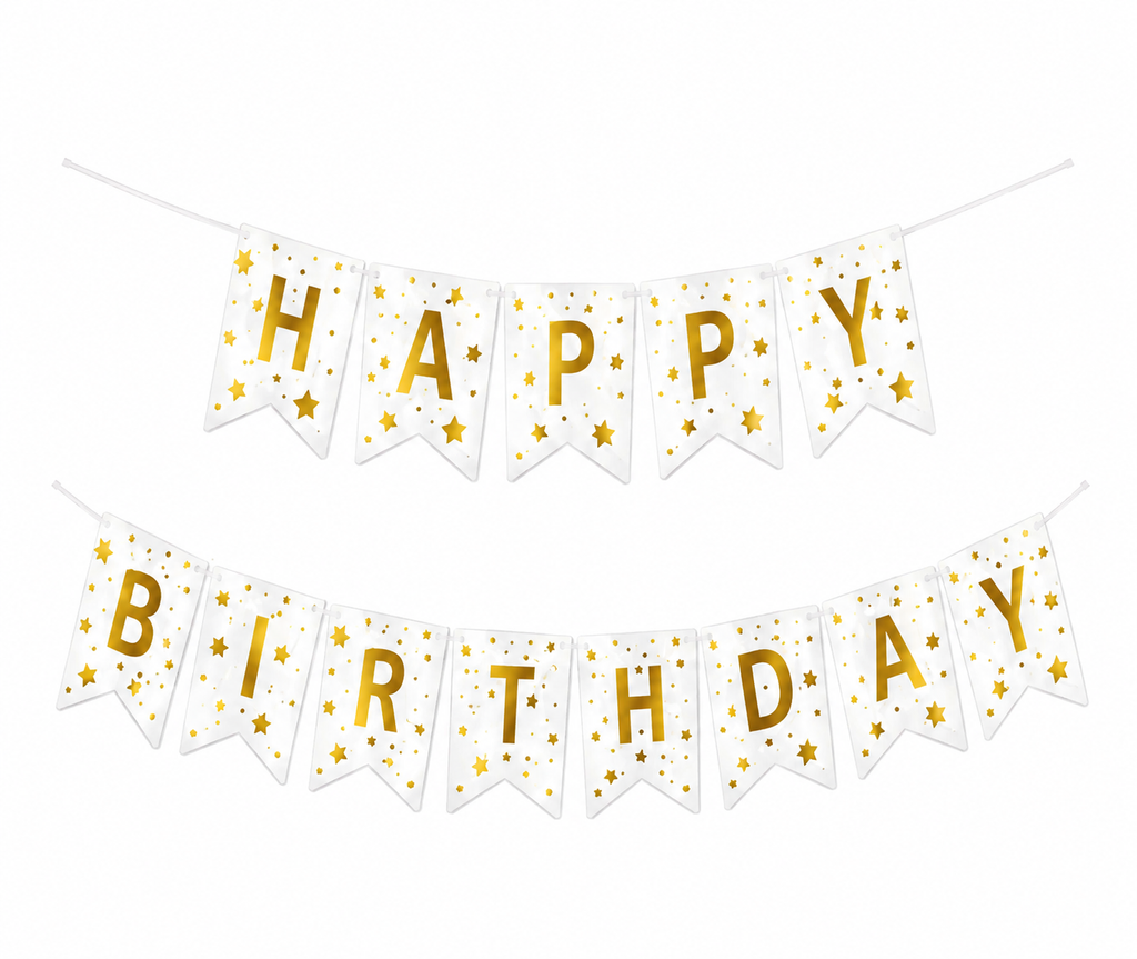 Multicolor Happy Birthday with stars garland