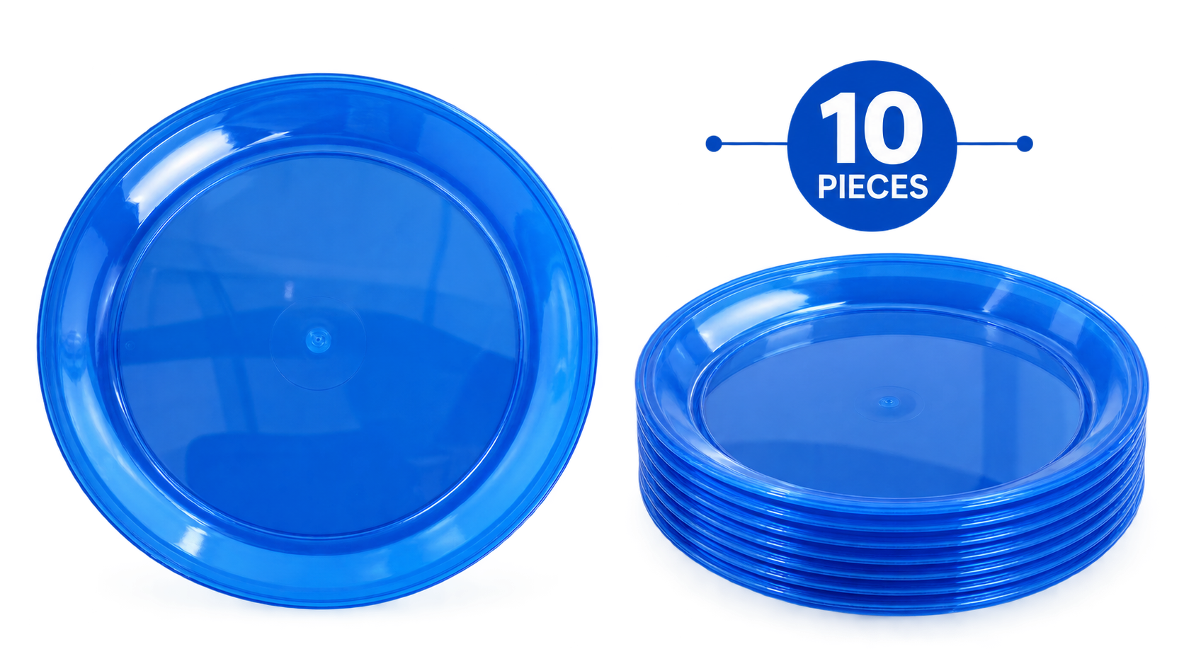 Blue Plastic Plates – Pack of 10