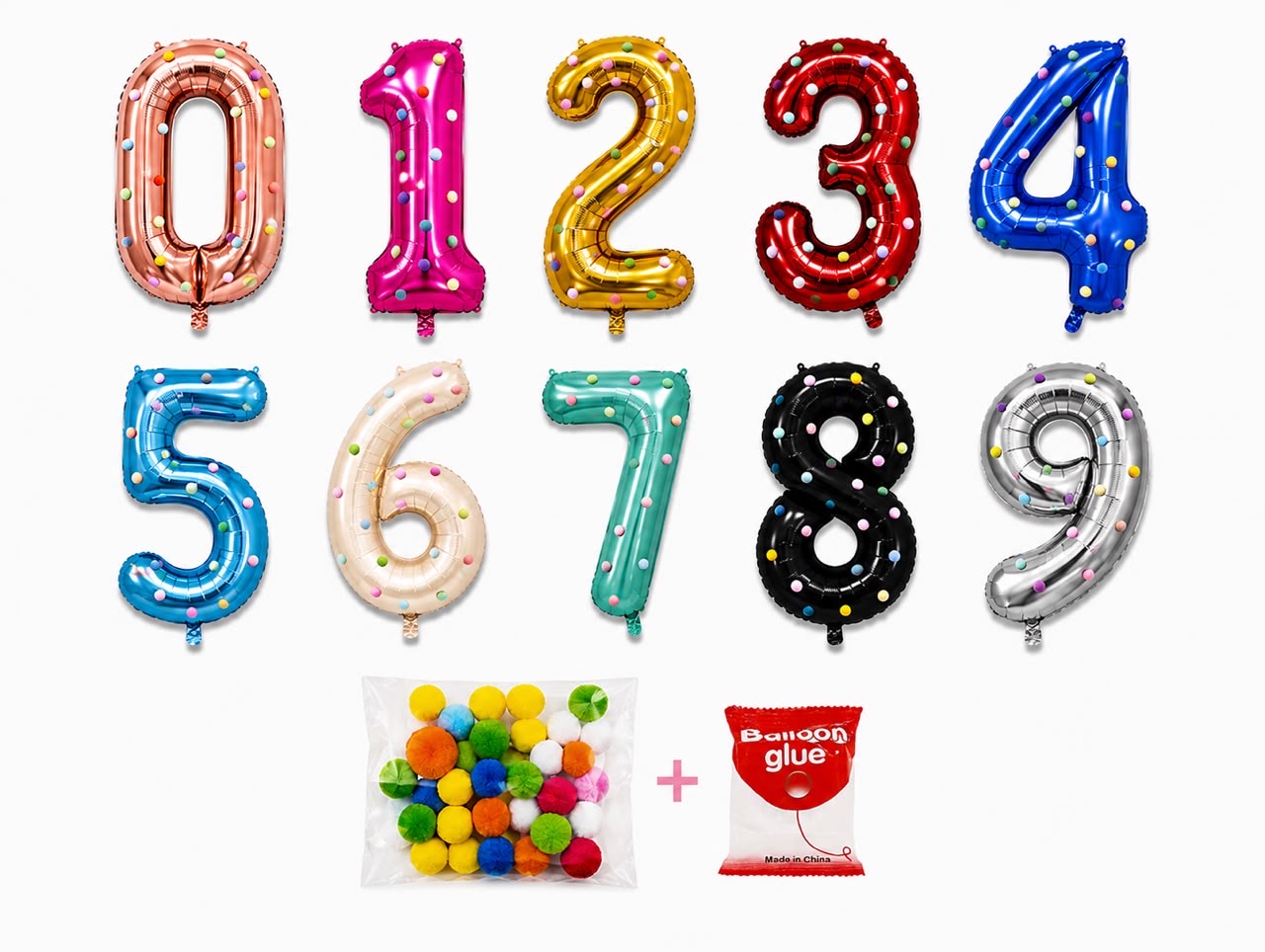 Number Foil Balloons with Colorful Balls