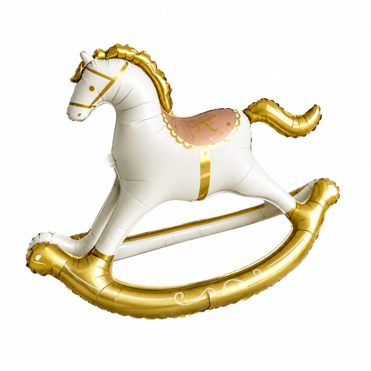 Luxury Rocking Horse Foil Balloon – Cream & Gold
