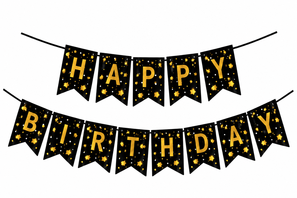 Multicolor Happy Birthday with stars garland