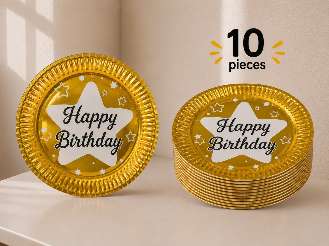 Happy Birthday Paper Plates (Pack of 10)