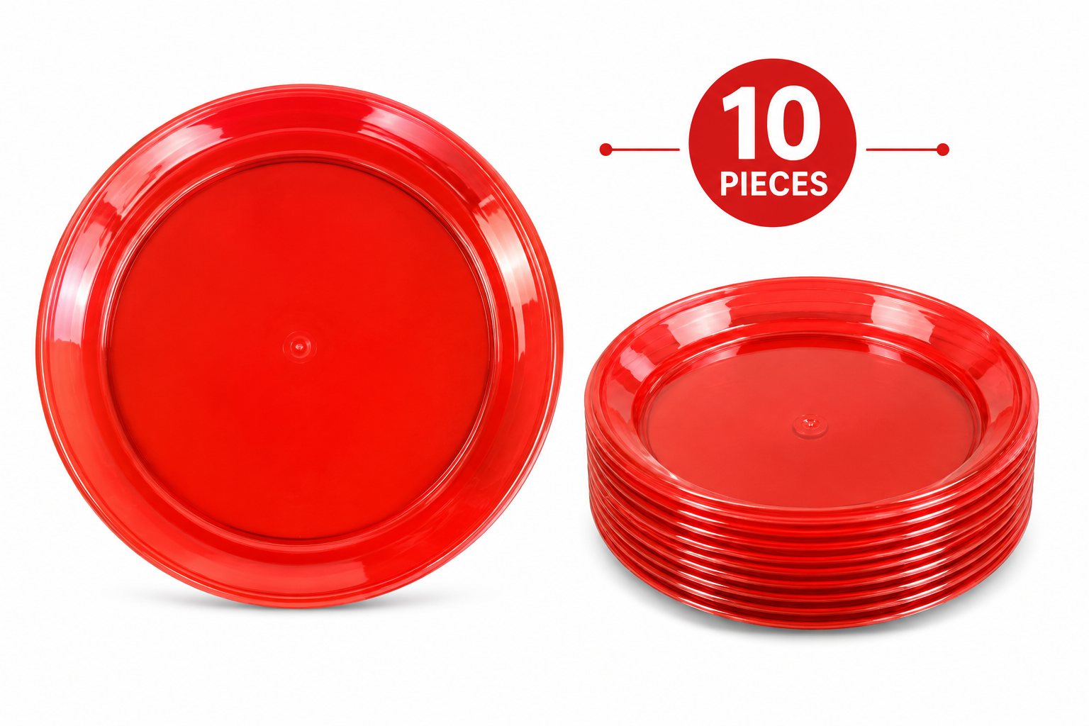 Red Plastic Plates – Pack of 10