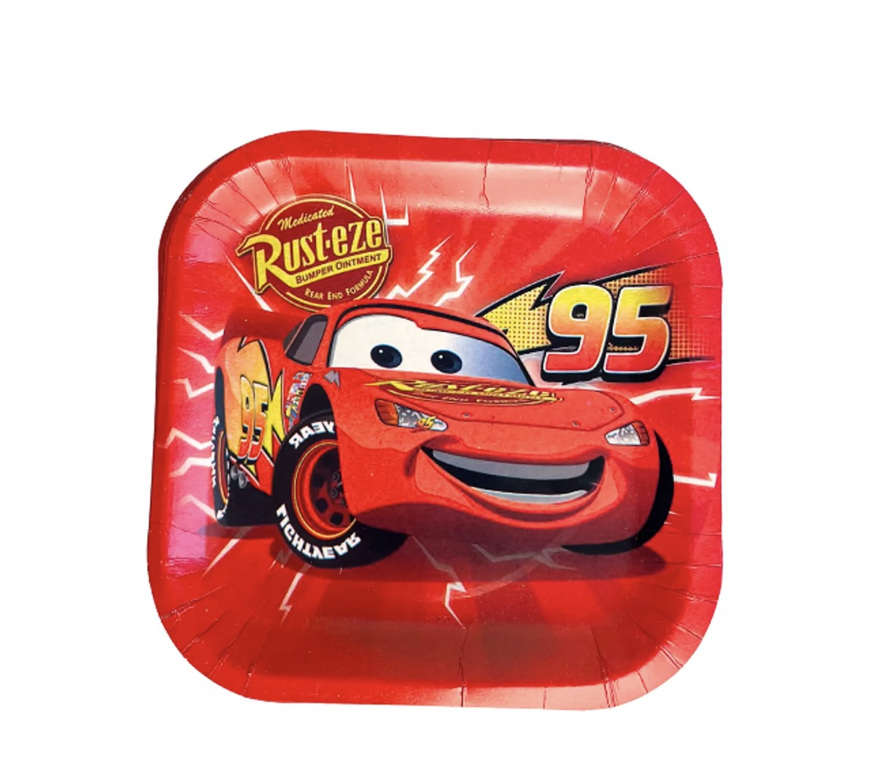 Cars 95 Red Paper Plates – 10 Pieces | Round Party Plates