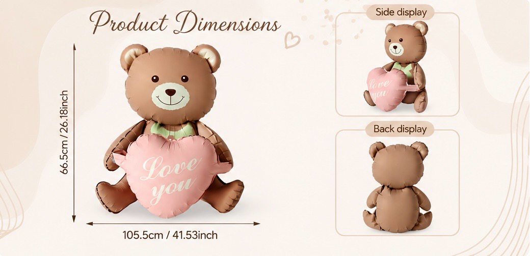 Love You Teddy Bear Foil Balloon