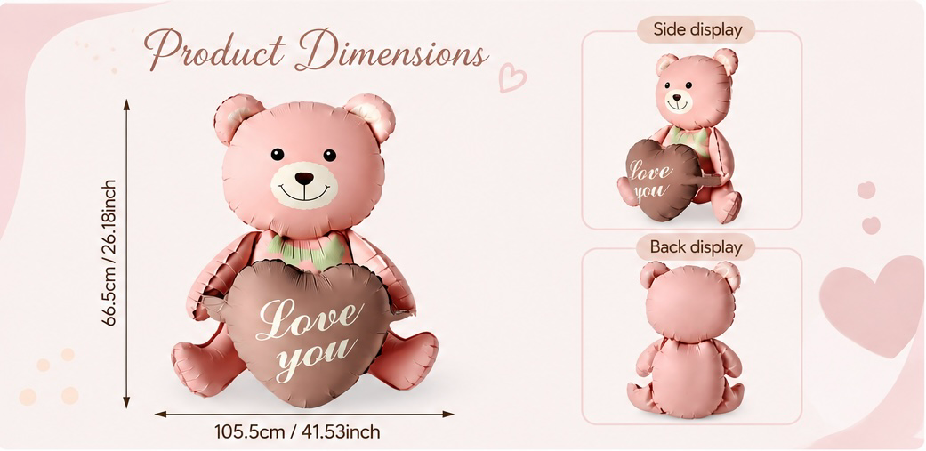 Love You Teddy Bear Foil Balloon