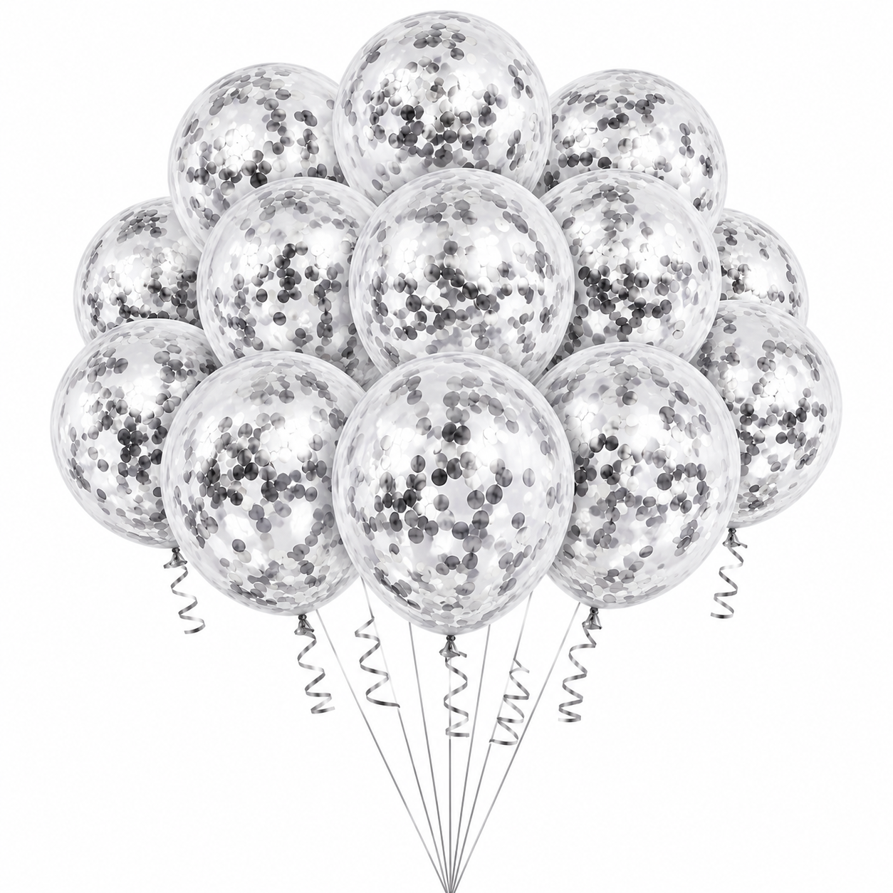 Silver Confetti Balloons Set (10 pcs)