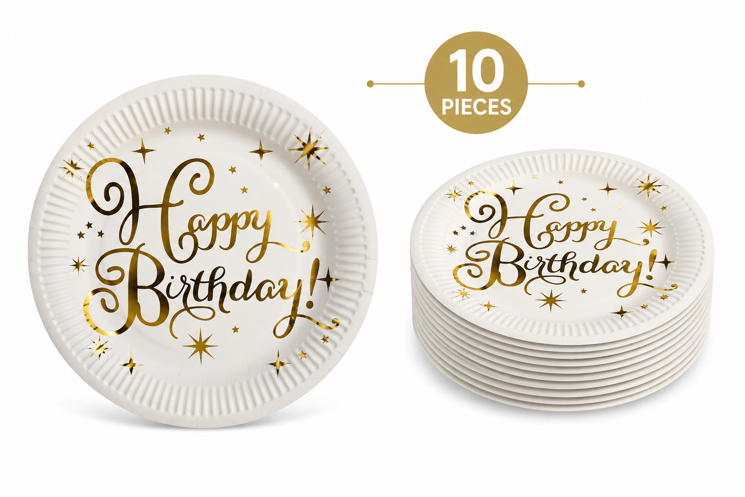 Happy Birthday Paper Plates (Pack of 10)