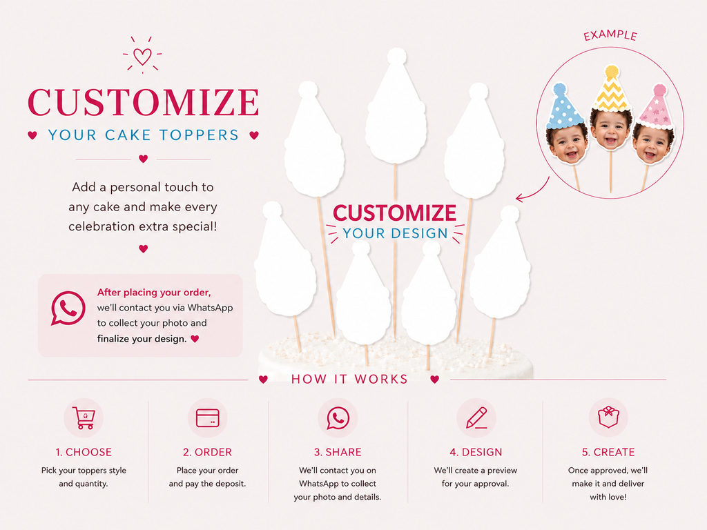 Customized Cake Topper – Design Your Own (12 Pcs)