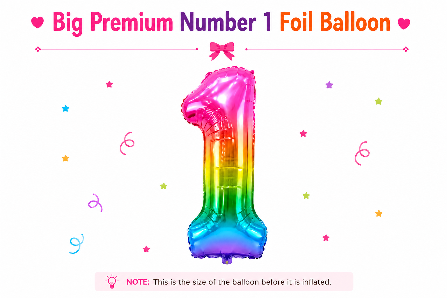 Big Premium Number 1 Foil Balloon – Rainbow
