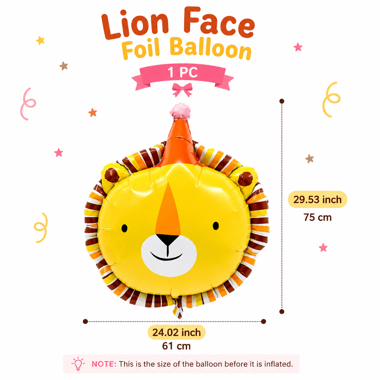 Lion Face Foil Balloon