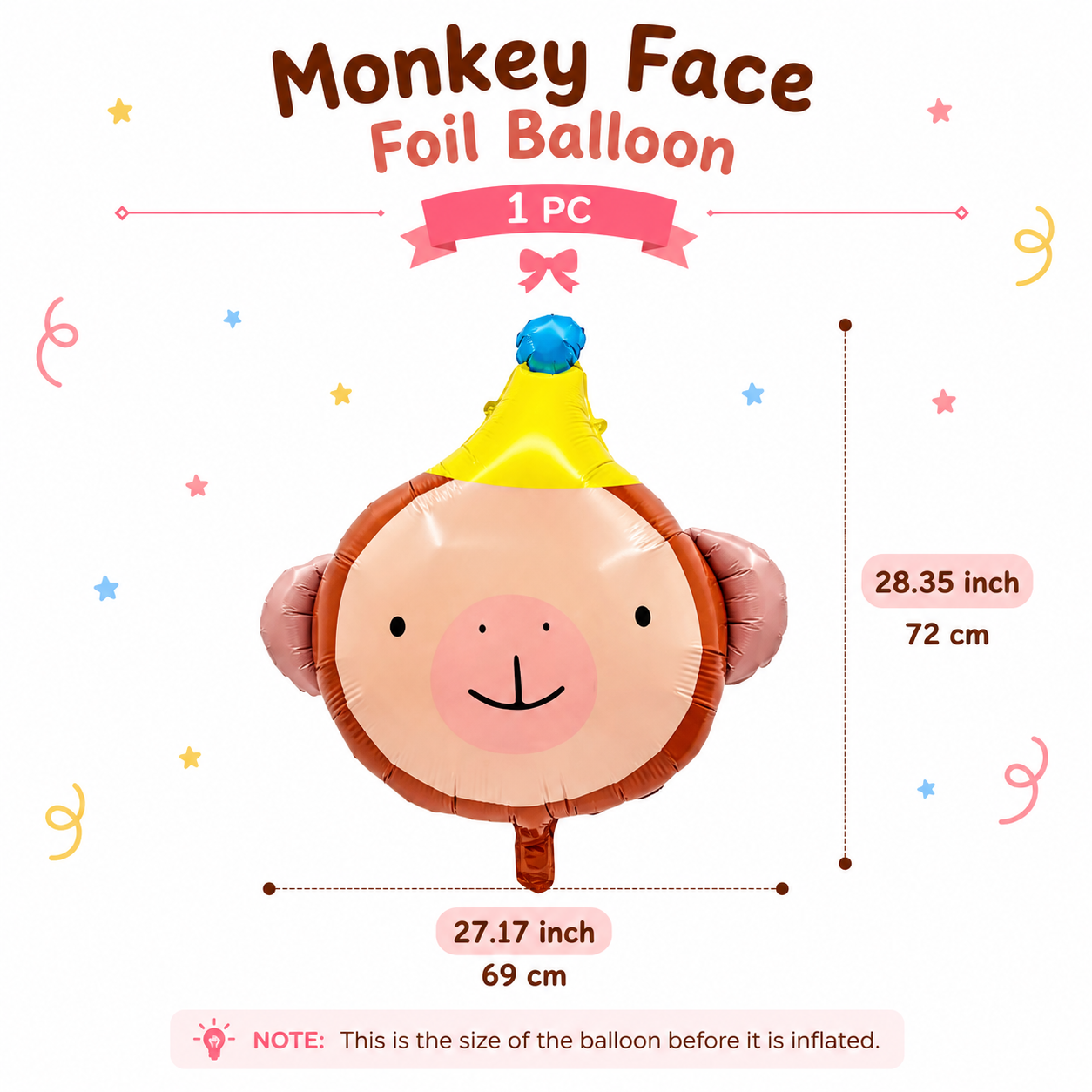 Monkey Face Foil Balloon