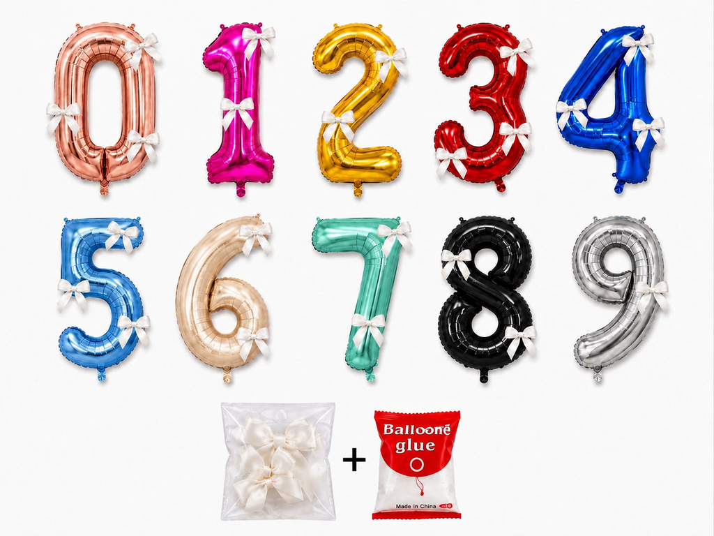 Number Foil Balloons with Bows