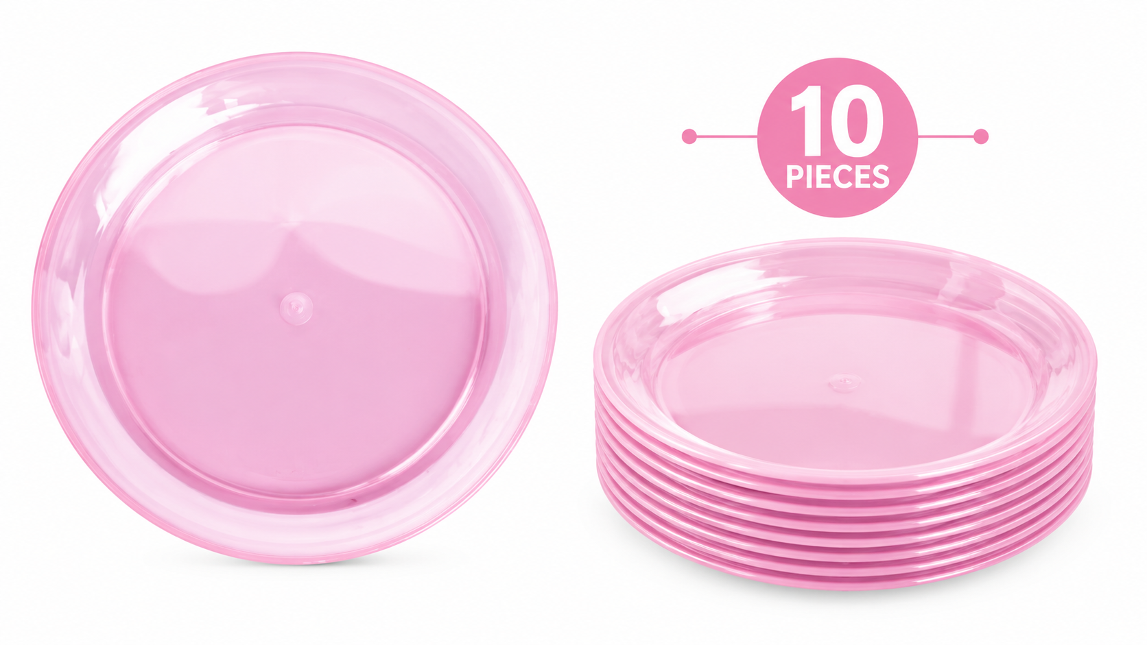 Pink Plastic Plates – Pack of 10