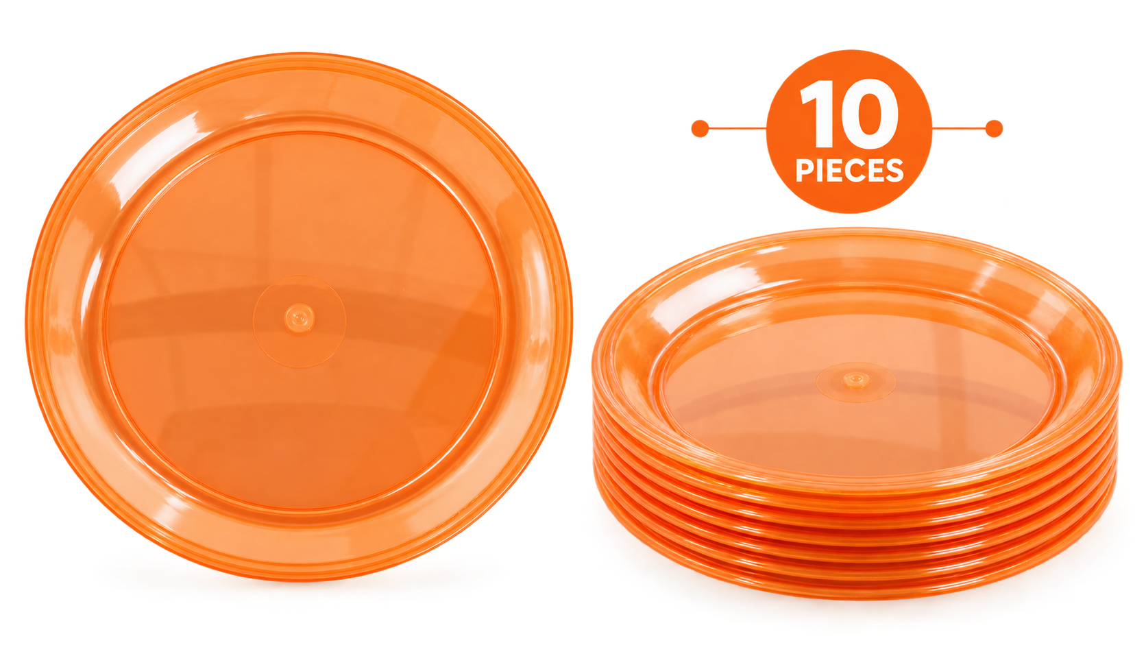 Orange Plastic Plates – Pack of 10