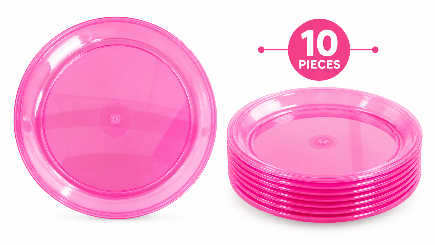 Hot Pink Plastic Plates – Pack of 10