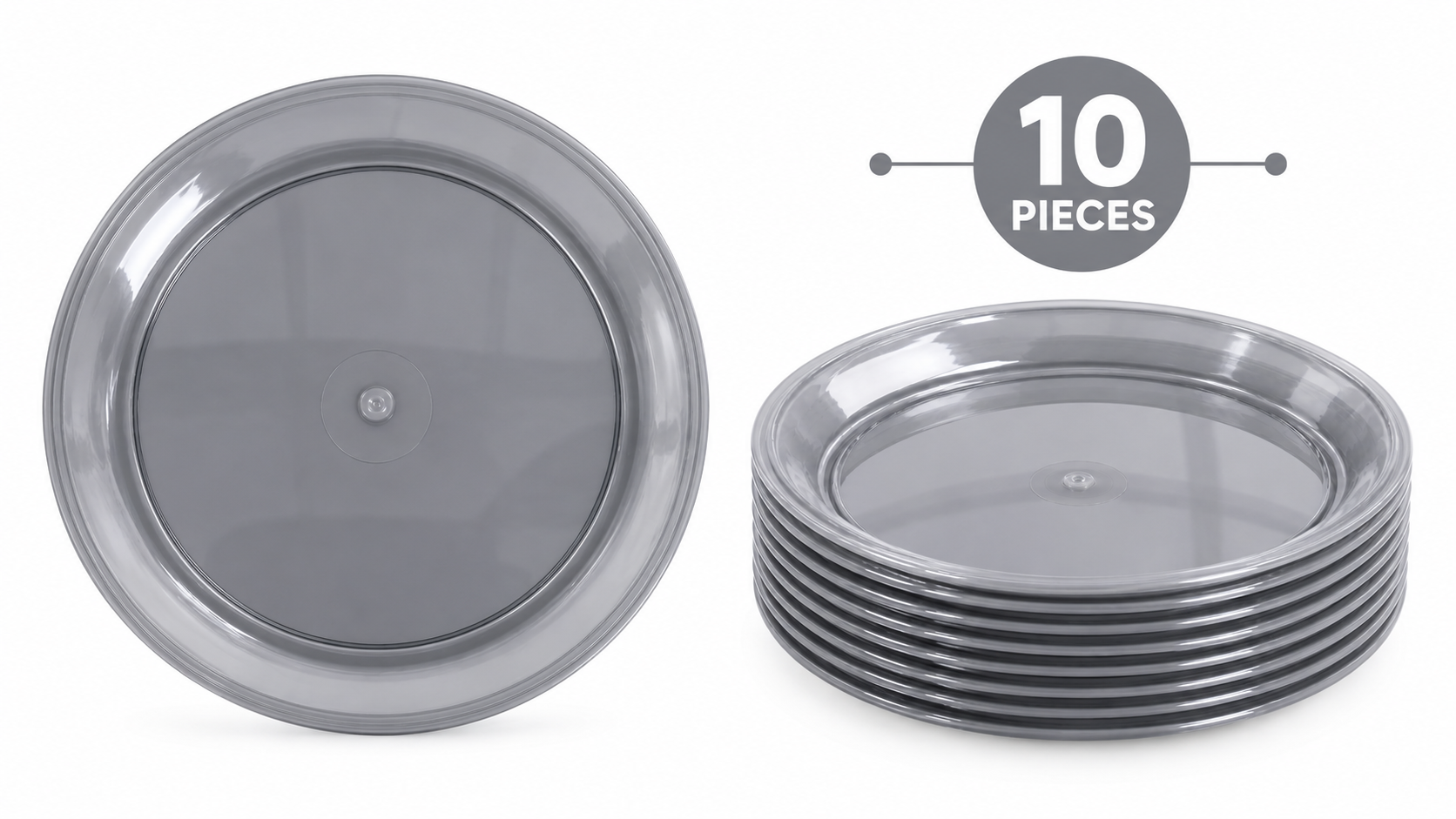 Black Plastic Plates – Pack of 10