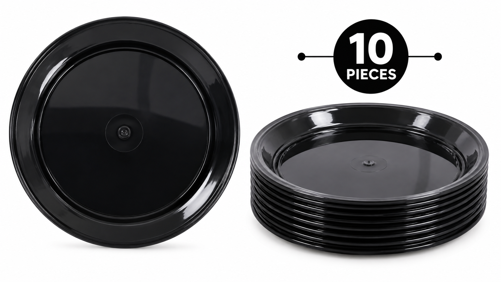 Grey Plastic Plates – Pack of 10